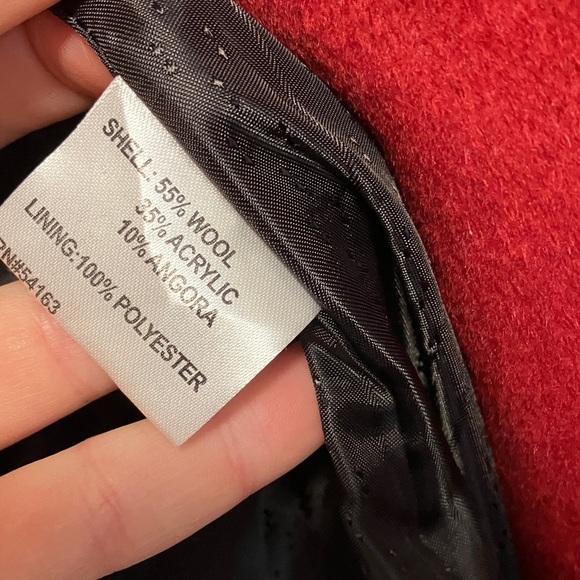 NWOT Calvin Klein Wool Angora Elegant Red Women's Coat - Picture 5 of 8